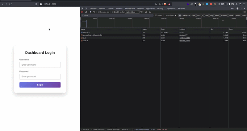 SAnimasi cara inspect variabel SECRET_KEY menggunakan breakpoint di fungsi loginWithSignature