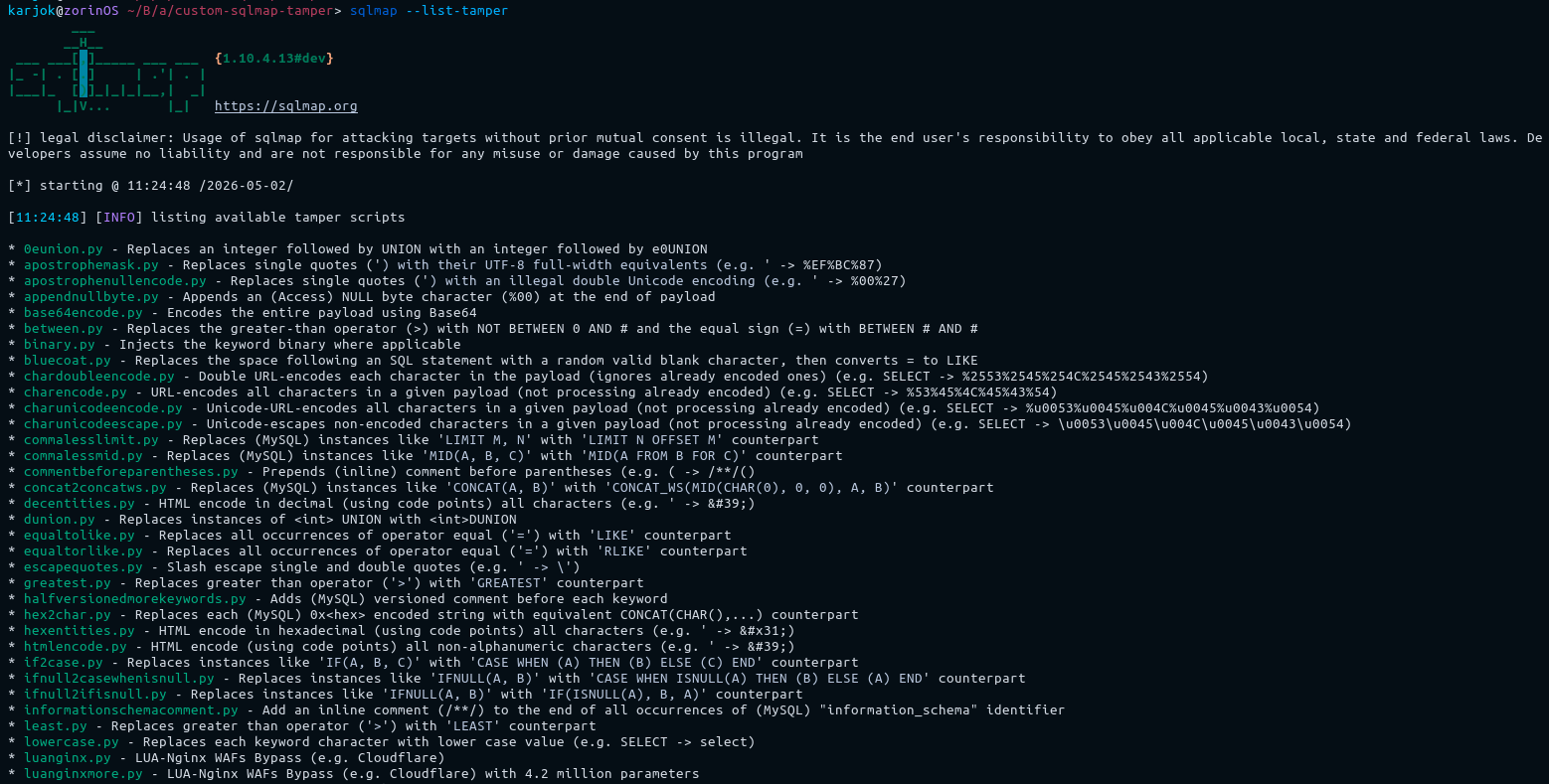 SQLMap List Tampers