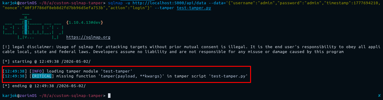 Tamper Error